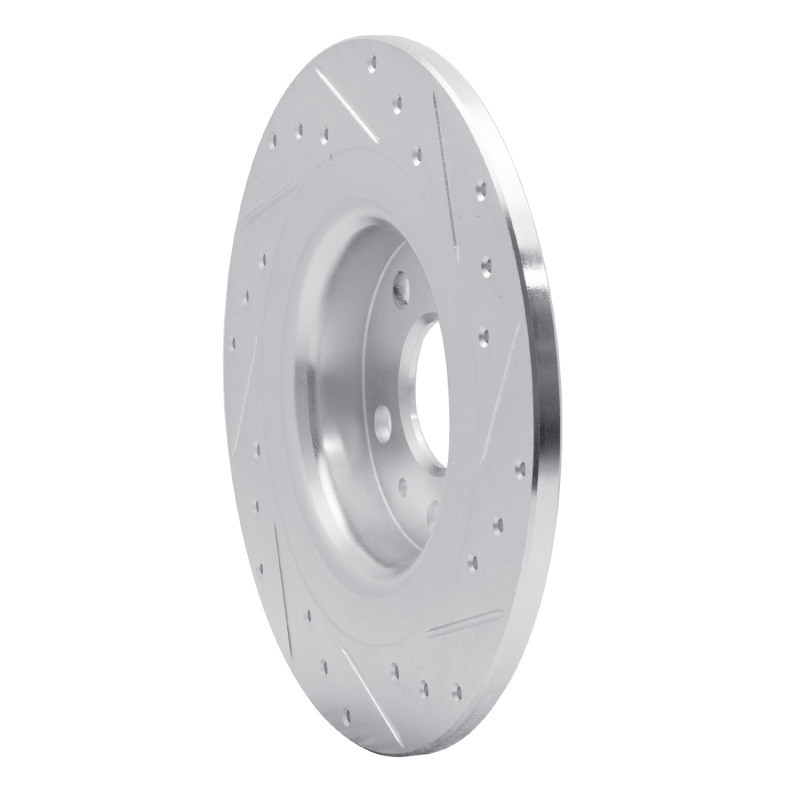 Volvo S60 Brake Rotor (1) - Rear Left - R1 Concepts - Drilled & Slotted - Silver - `18-`25